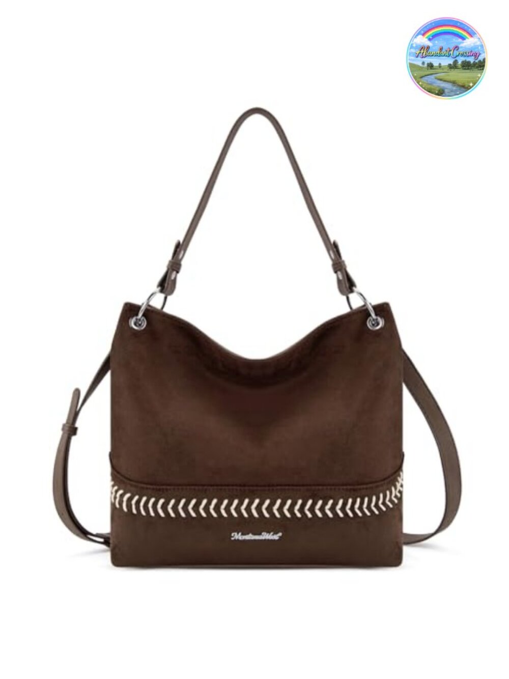 Faux Suede Hobo Bag with Back Pocket, Large Shoulder Purse